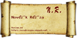 Novák Róza névjegykártya